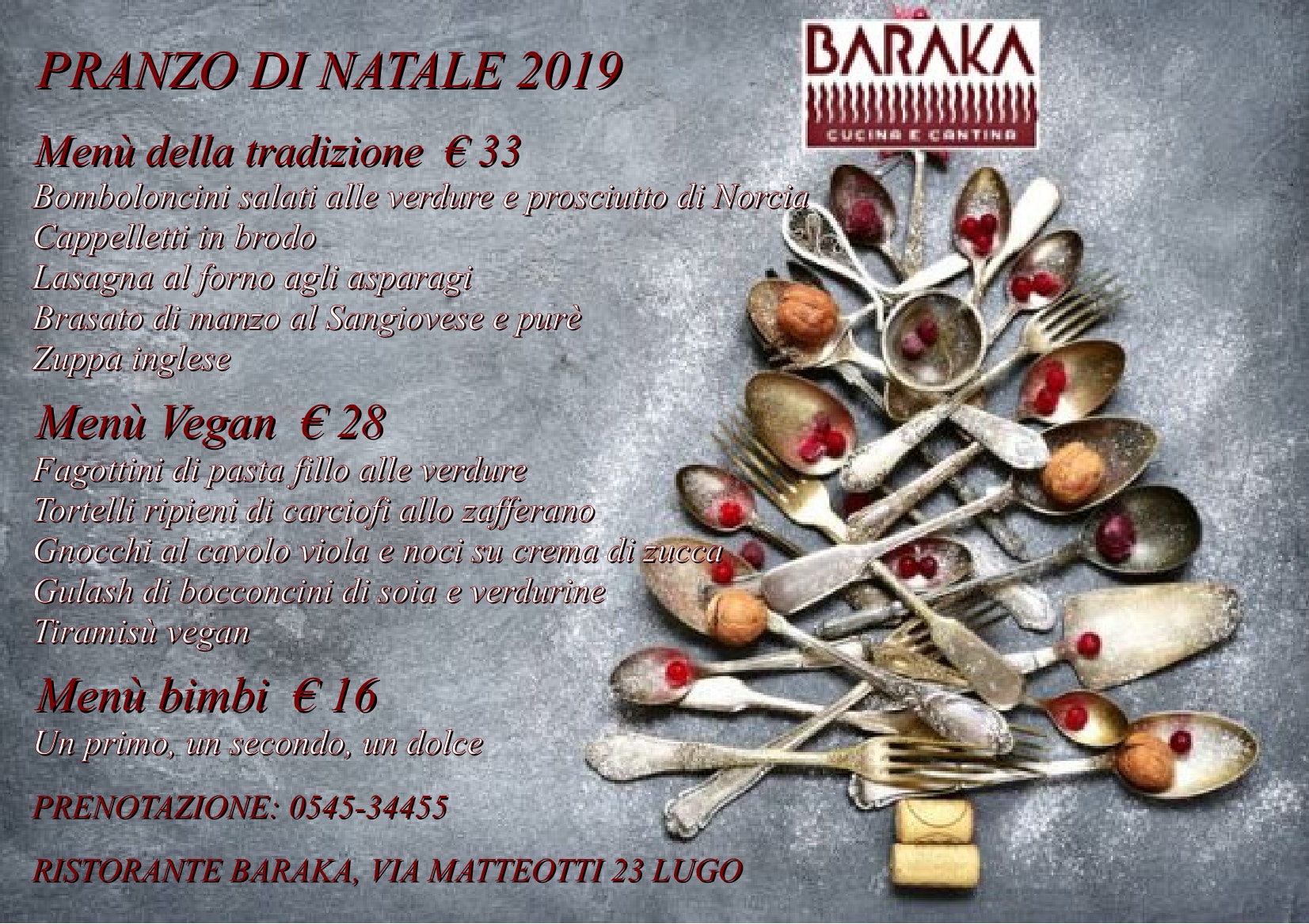 Menu Tradizionale Pranzo Di Natale.Pranzo Di Natale A Lugo Menu Tradizionale O Vegan 25 12 2019